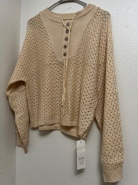 Women's Cream Open-Knit Sweater